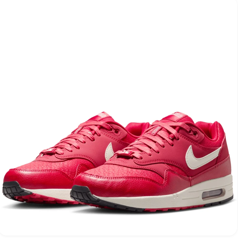 Nike Air Max 1 – University Red / Sail (Embossed Floral)