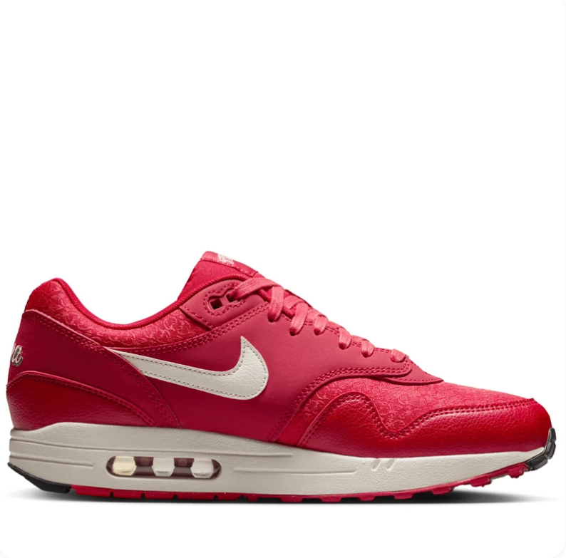 Nike Air Max 1 – University Red / Sail (Embossed Floral)