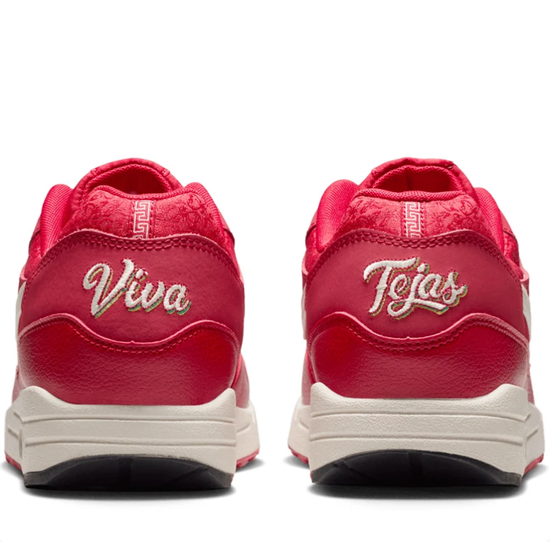 Nike Air Max 1 – University Red / Sail (Embossed Floral)