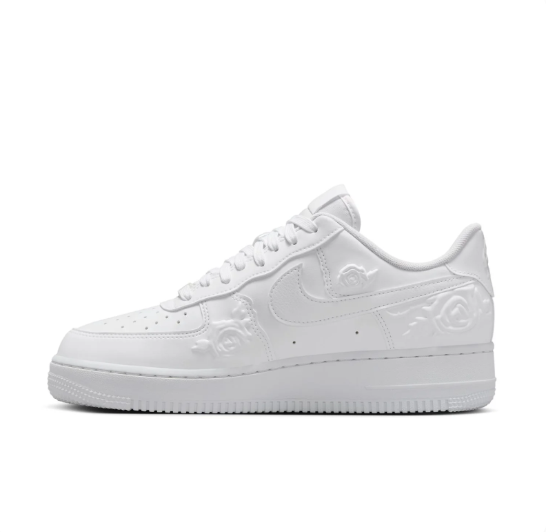 Nike Air Force 1 '07 – White / White (Embossed Rose Floral)