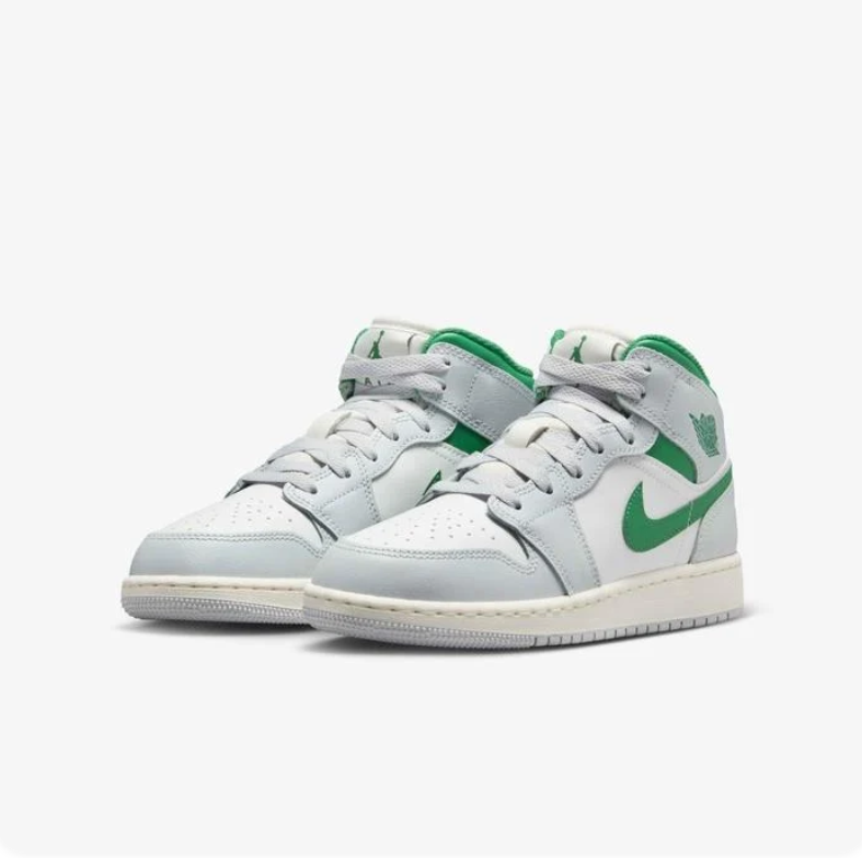 Air Jordan 1 Mid – White / Wolf Grey / Lucky Green