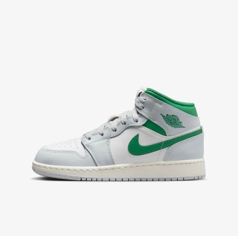 Air Jordan 1 Mid – White / Wolf Grey / Lucky Green
