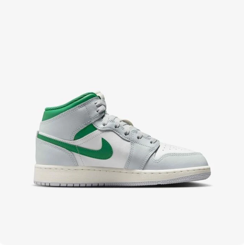 Air Jordan 1 Mid – White / Wolf Grey / Lucky Green