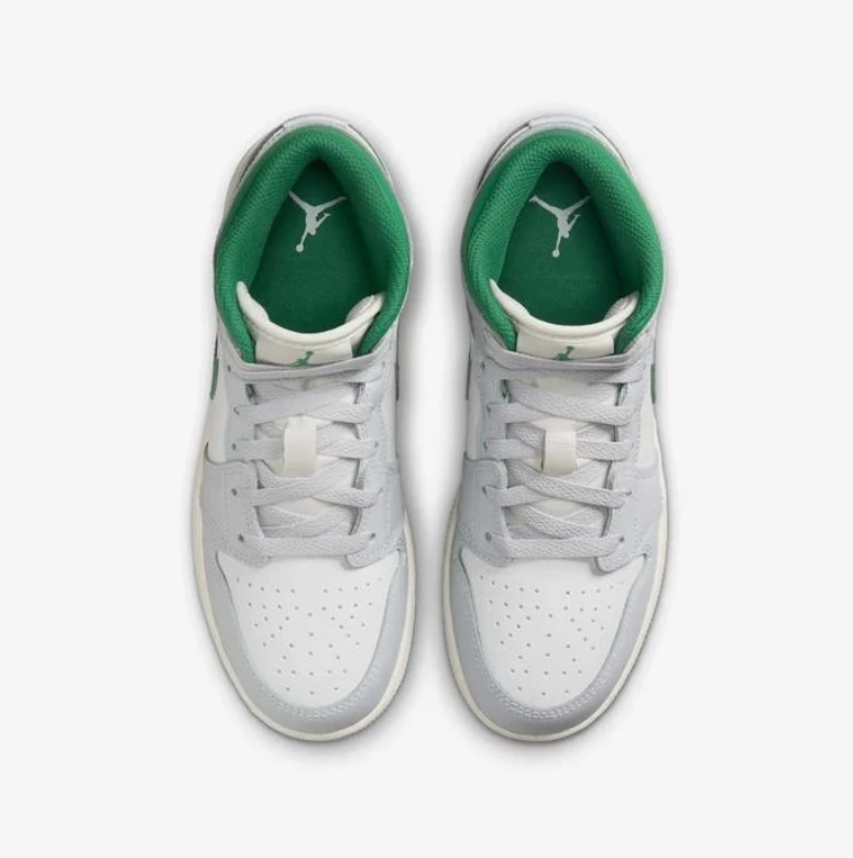 Air Jordan 1 Mid – White / Wolf Grey / Lucky Green