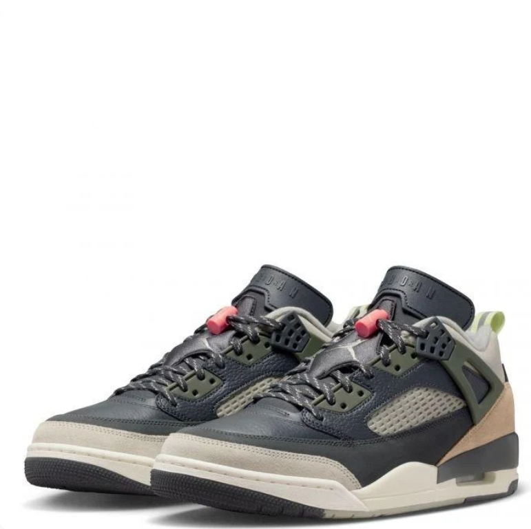 Jordan Spizike Low – Dark Grey / Smoke Grey / Coral / Olive Aura