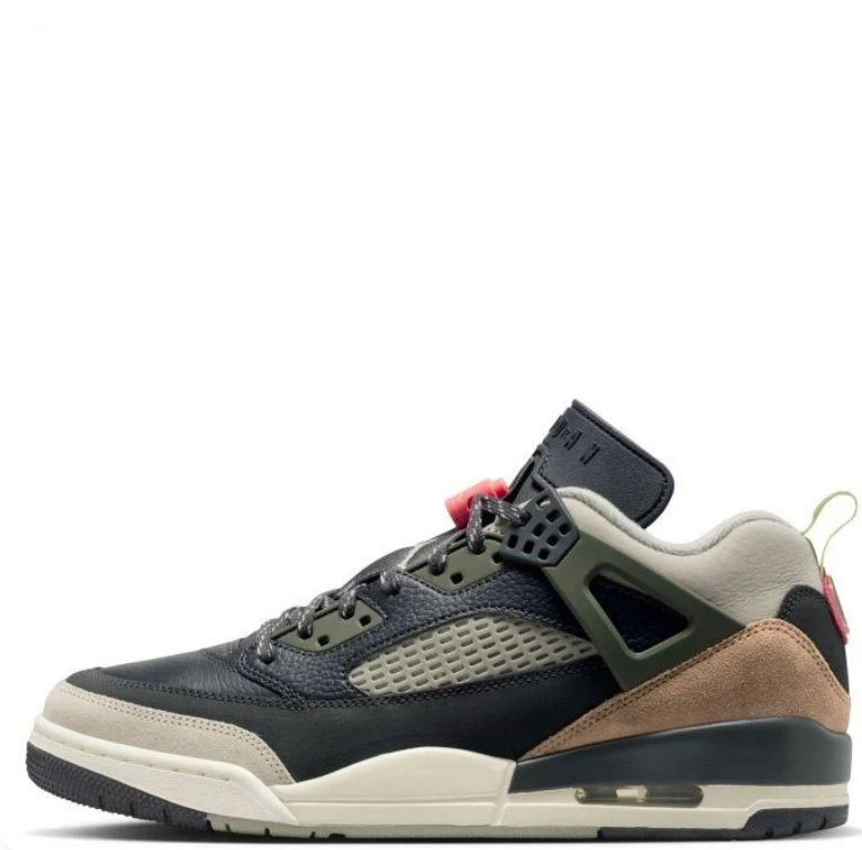 Jordan Spizike Low – Dark Grey / Smoke Grey / Coral / Olive Aura