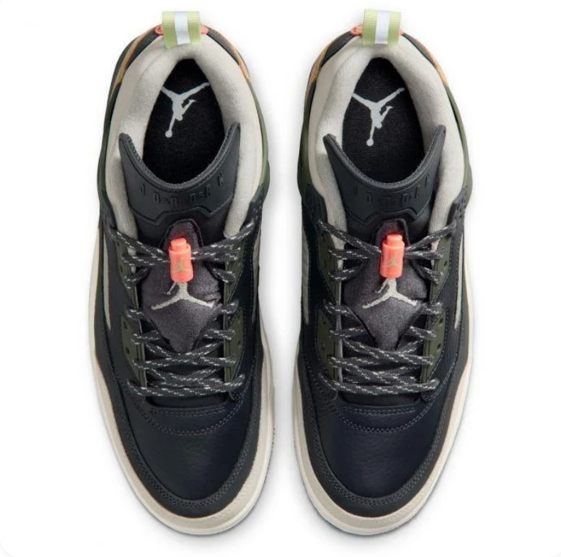 Jordan Spizike Low – Dark Grey / Smoke Grey / Coral / Olive Aura