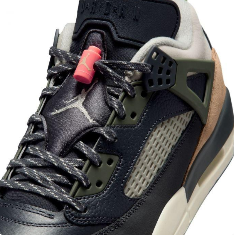Jordan Spizike Low – Dark Grey / Smoke Grey / Coral / Olive Aura