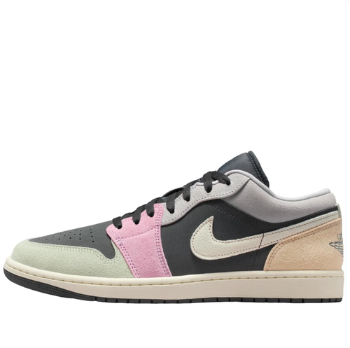 Air Jordan 1 Low – Dark Grey / Pink / Peach / Light Silver (Multi-Panel Edition)