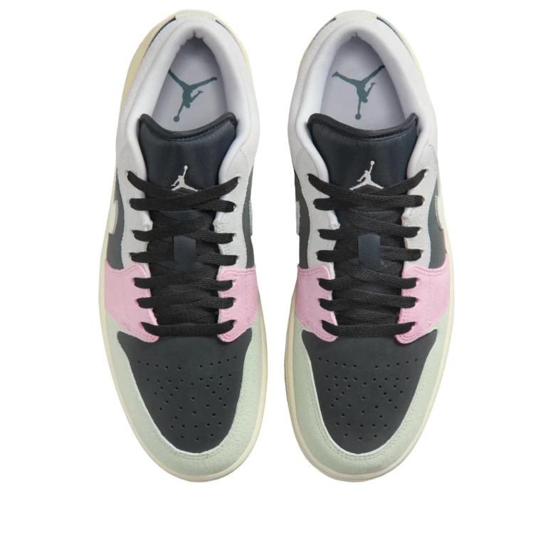 Air Jordan 1 Low – Dark Grey / Pink / Peach / Light Silver (Multi-Panel Edition)