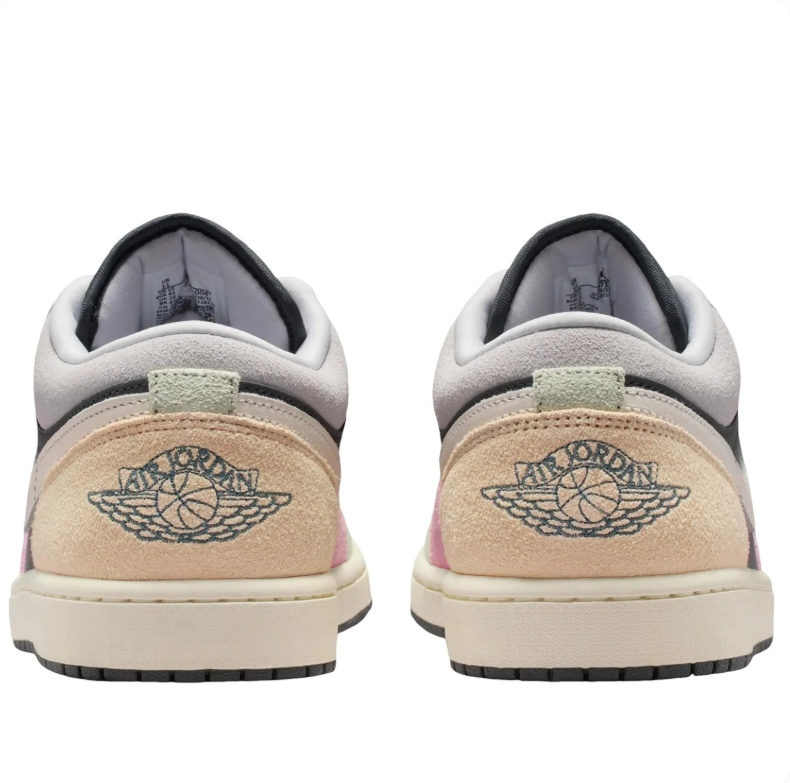 Air Jordan 1 Low – Dark Grey / Pink / Peach / Light Silver (Multi-Panel Edition)