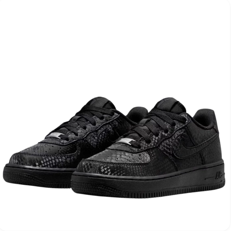 Nike Air Force 1 Low – Triple Black / Snakeskin Embossed