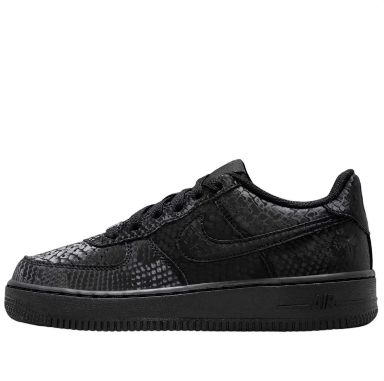 Nike Air Force 1 Low – Triple Black / Snakeskin Embossed