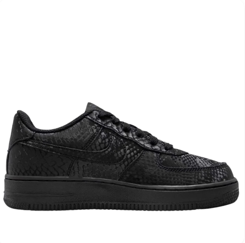 Nike Air Force 1 Low – Triple Black / Snakeskin Embossed
