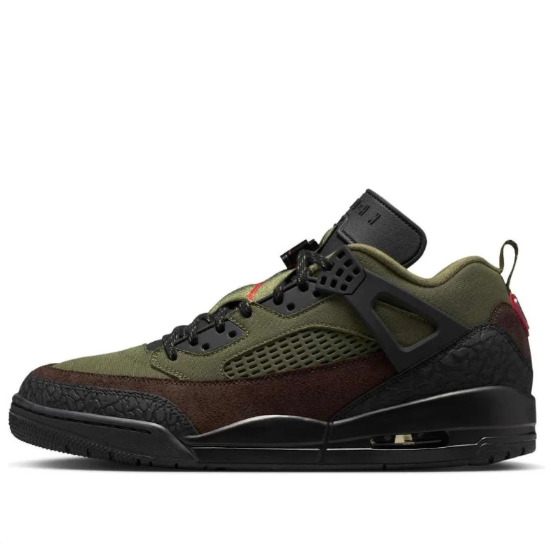 Jordan Spizike Low – Medium Olive / Dark Brown / Black / University Red