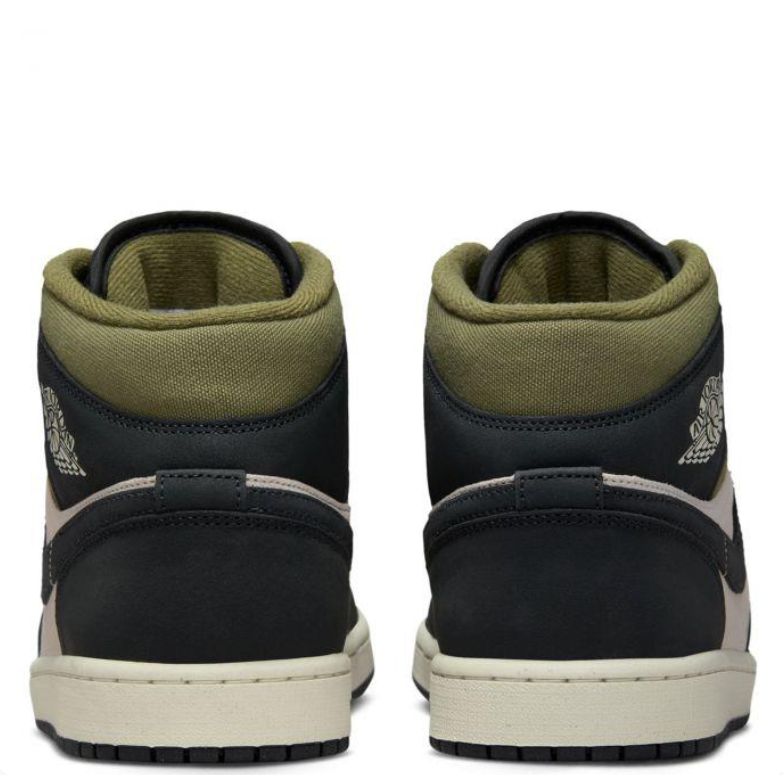Air Jordan 1 Mid – Black / Medium Olive / Sand