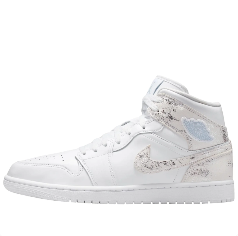Air Jordan 1 Mid – White / Silver Crystal Swoosh (Iridescent Edition)