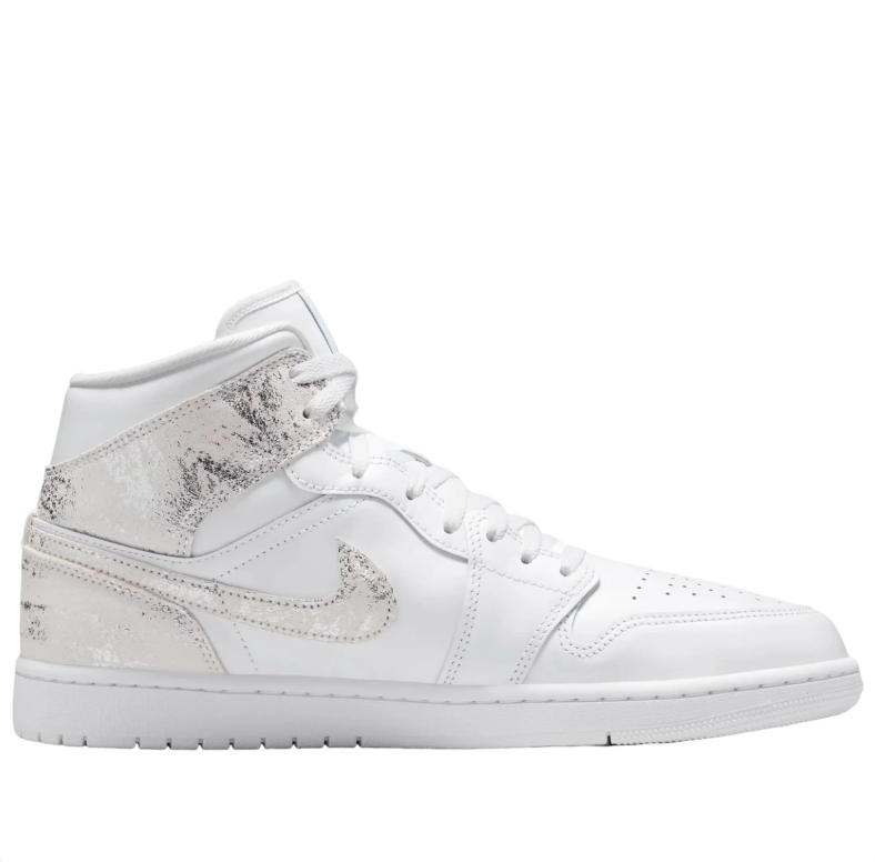 Air Jordan 1 Mid – White / Silver Crystal Swoosh (Iridescent Edition)