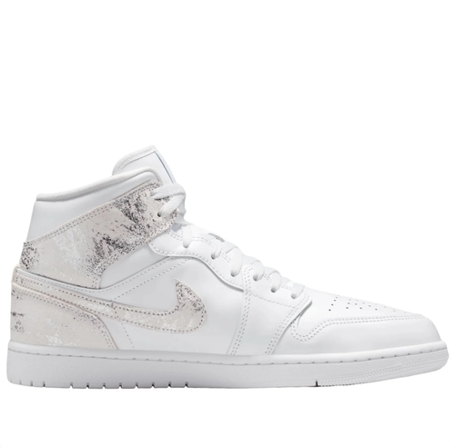 Air Jordan 1 Mid – White / Silver Crystal Swoosh (Iridescent Edition)