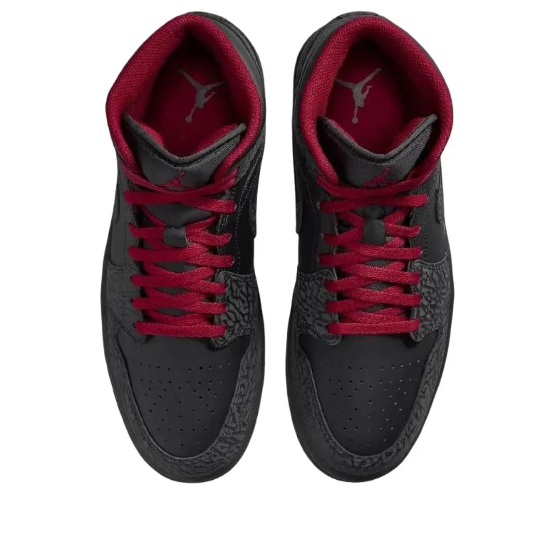 Air Jordan 1 Mid – Black / Gym Red (Elephant Print)