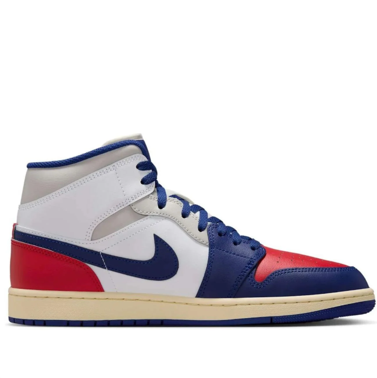 Air Jordan 1 Mid – White / Deep Royal Blue / University Red