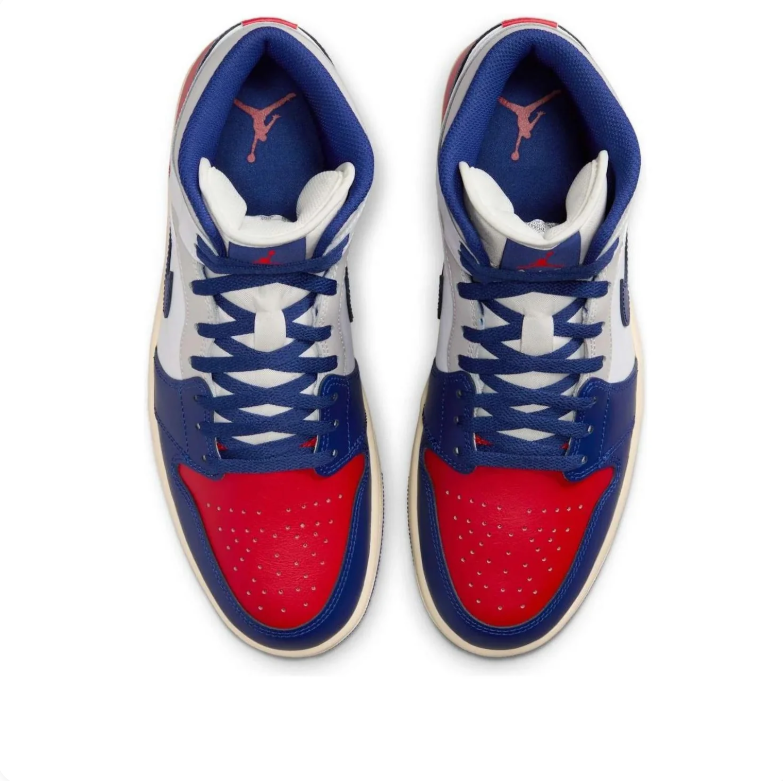 Air Jordan 1 Mid – White / Deep Royal Blue / University Red