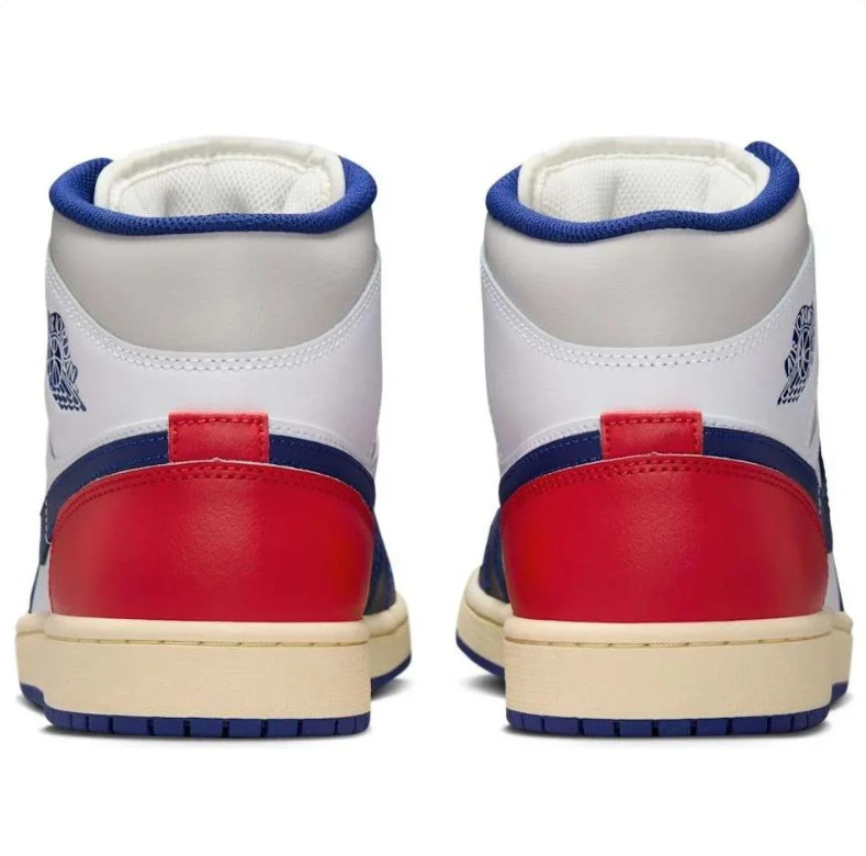 Air Jordan 1 Mid – White / Deep Royal Blue / University Red