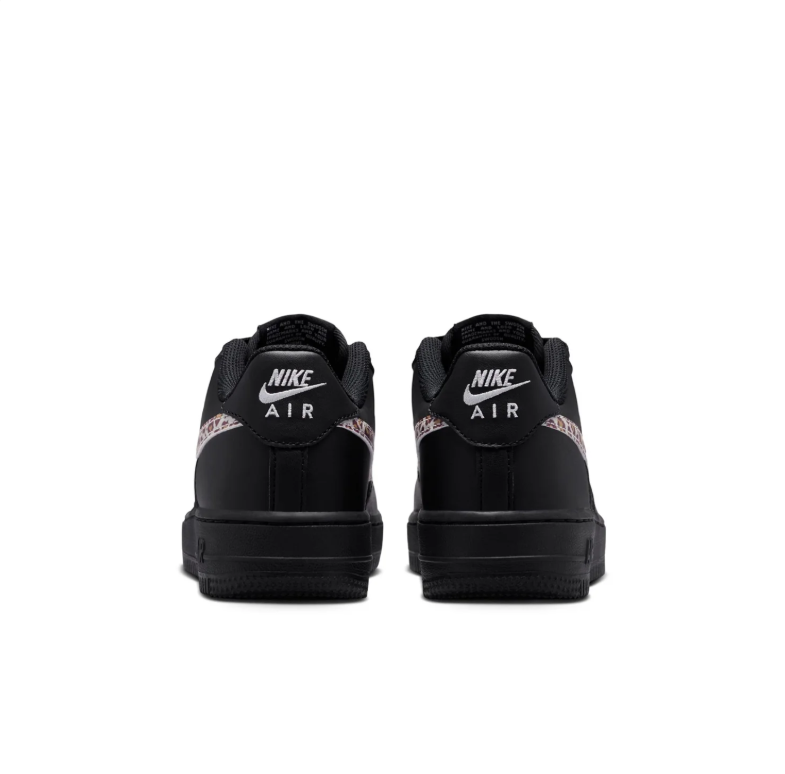 Nike Air Force 1 Low – Black / Leopard Print Swoosh